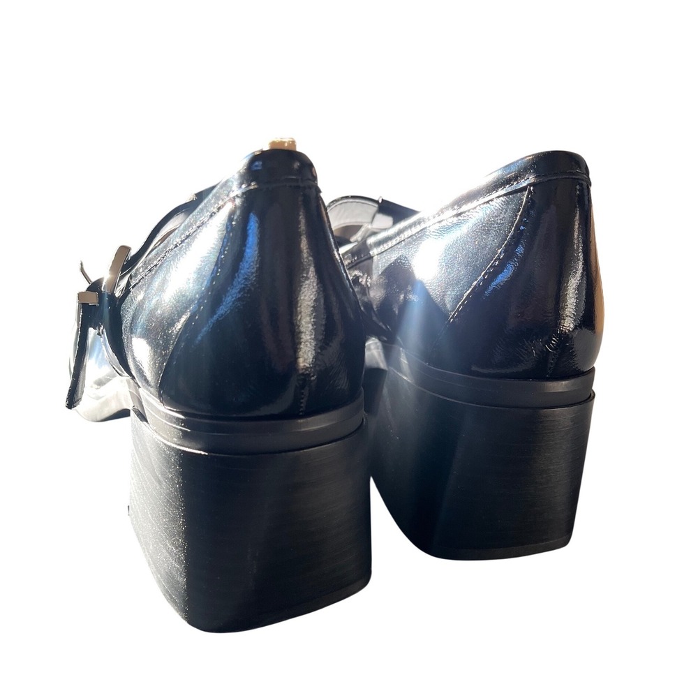 Steve Madden Beverlee Black Patent Leather Mary Jane Block Heel Chunky Pumps 9.5 - Picture 3 of 7